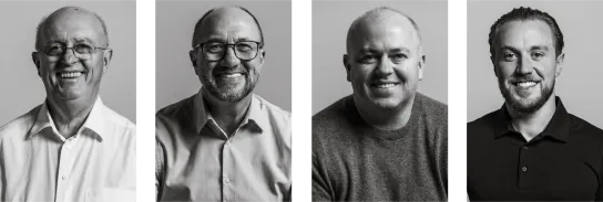 Retratos individuais dos quatro sócios da Marzoli